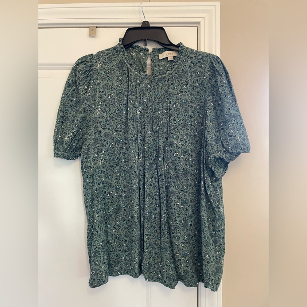 LOFT Green Paisley Blouse